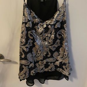 Sequinned, racer-back camisole